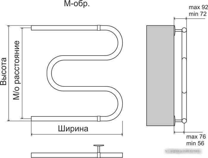 Полотенцесушитель TERMINUS Эконом М-обр AISI 32x2 (500x600)