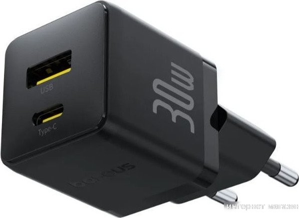 Сетевое зарядное Baseus Palm Fast Charger C+U 30W EU P1011160A113-00 (черный)