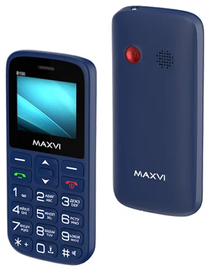 Кнопочный телефон Maxvi B100 (синий)