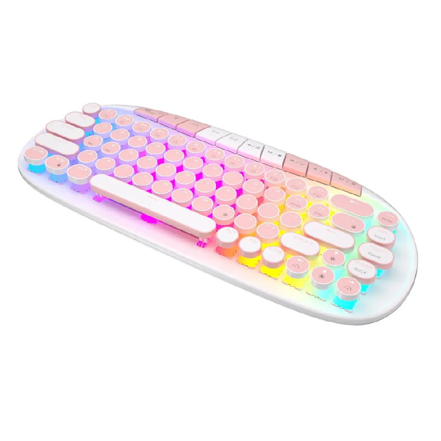 Беспроводная клавиатура Royal Kludge RK Round RGB (белый, RK Pink)