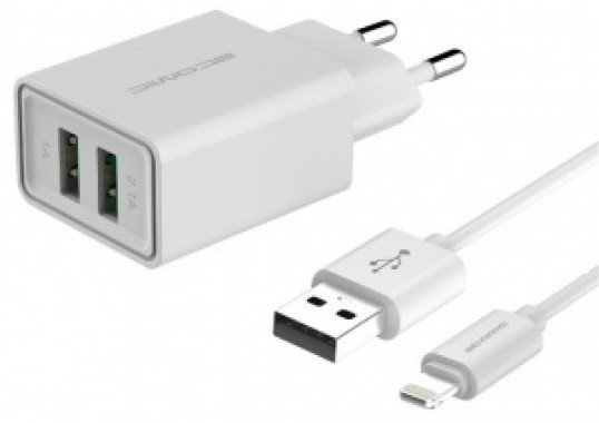 Сетевое зарядное Atomic U400 Lightning (белый)