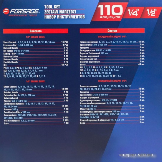 Набор домашнего мастера FORSAGE F-41101-5 (110 предметов)
