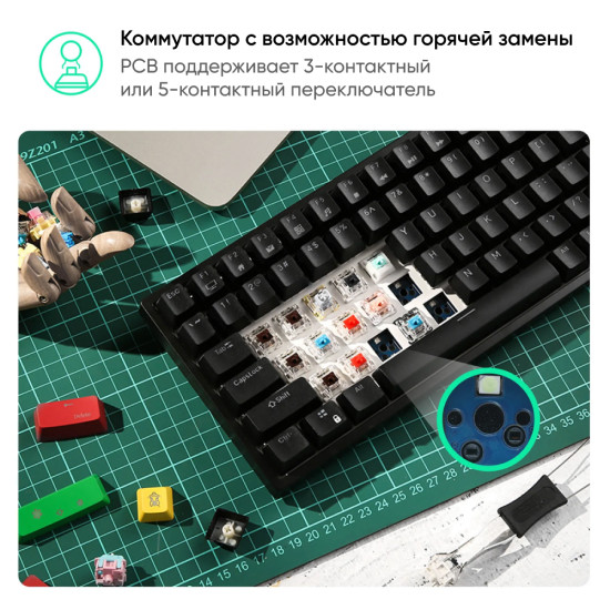 Беспроводная клавиатура Royal Kludge RK84 RGB (черный, RK Red)