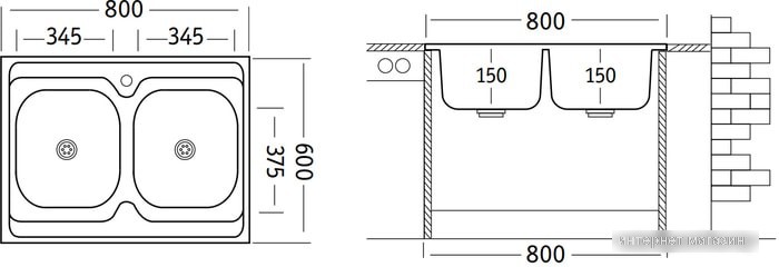 Кухонная мойка Ukinox Стандарт STM800.600 20--6C 3C
