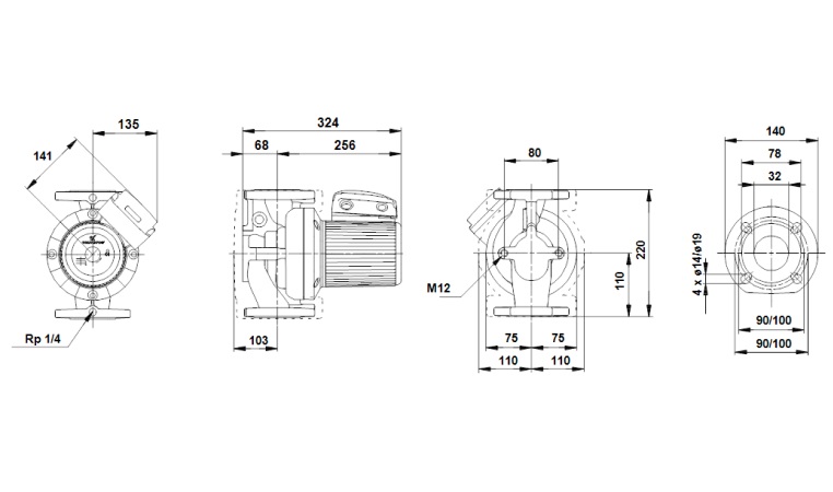 Циркуляционный насос Grundfos UPS 32-120 F (230)