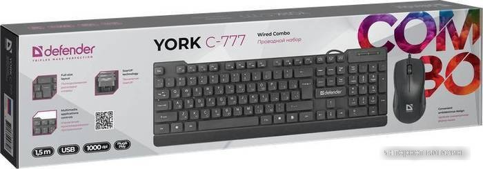 Клавиатура + мышь Defender York C-777 45779