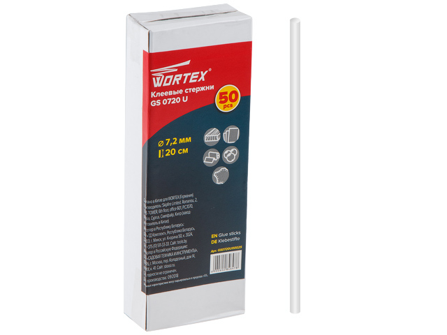Клеевые стержни Wortex GS0720U00025 (50 шт, прозрачный)