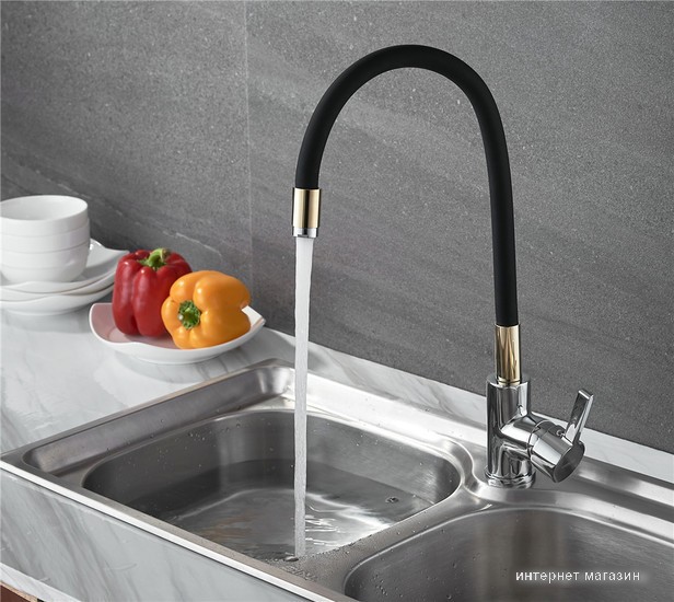 Смеситель Ledeme H98 L4898-10 (черный/хром/золотой)