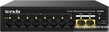 Неуправляемый коммутатор Tenda S110PC