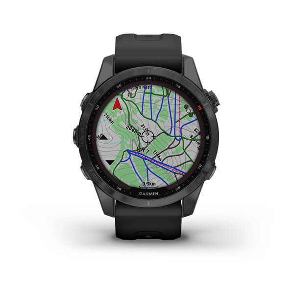 Умные часы Garmin Fenix 7S Sapphire Solar 42 мм (серый карбон/черный)