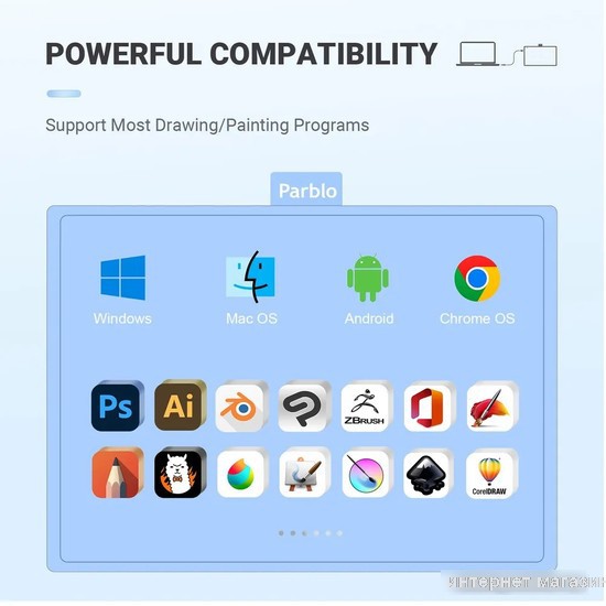 Графический планшет Parblo Ninos N10B (голубой)