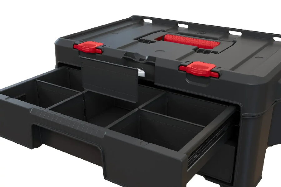 Ящик для инструментов Keter Stack'N'Roll 2 Drawers, чёрный/красный