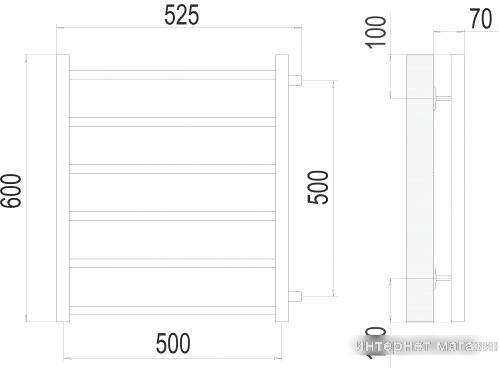 Полотенцесушитель TERMINUS Вега П6 500x600 50 бп