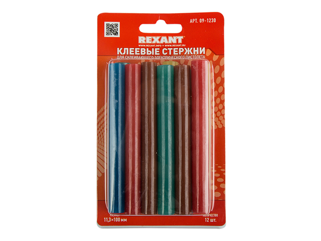 Клеевые стержни Rexant 09-1230 (12 шт, разноцветный)