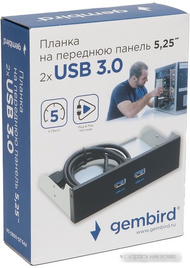 Планка Gembird FP5.25-USB3-2A