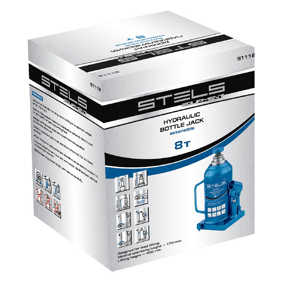 Бутылочный домкрат Stels 51118 8т
