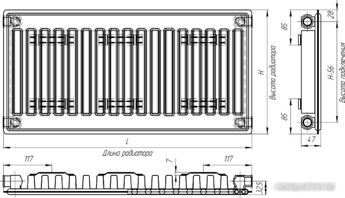 Стальной панельный радиатор Лидея ЛК 11-509 тип 11 500x900