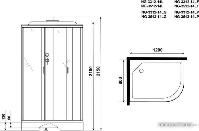 Душевая кабина Niagara NG-3512-14LP 120x80