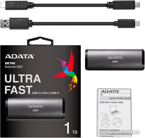 Внешний накопитель A-Data SE760 512GB ASE760-512GU32G2-CTI (титан)