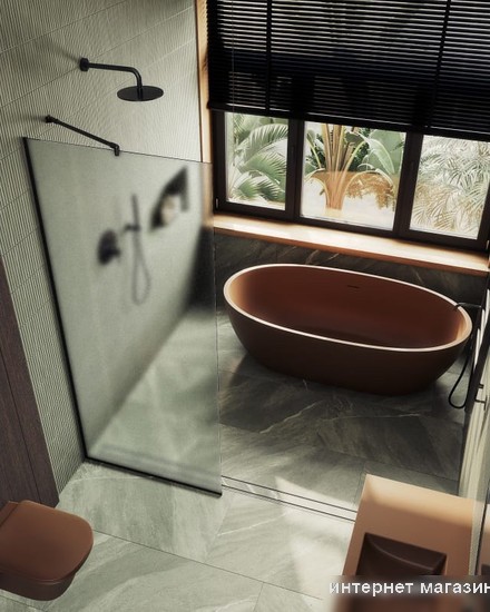 Душевая стенка MaybahGlass 195x109 MGD-680-6у (сатин стекло/черный)