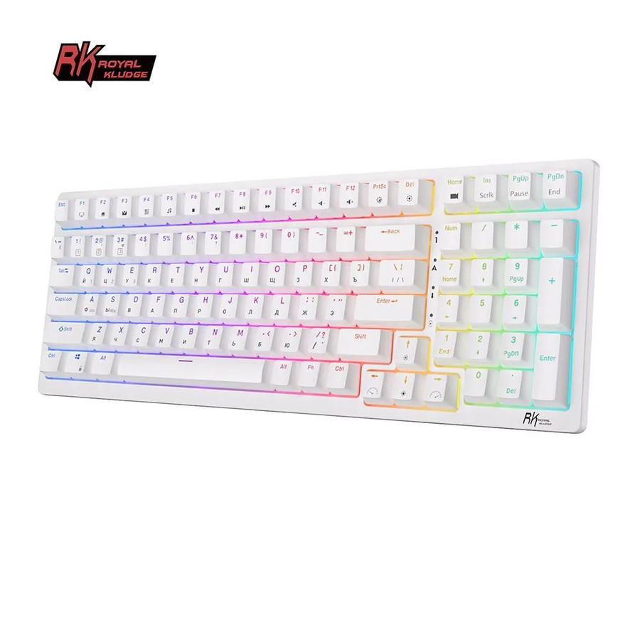 Беспроводная клавиатура Royal Kludge RK98 RGB (белый, RK Brown) (уценка)