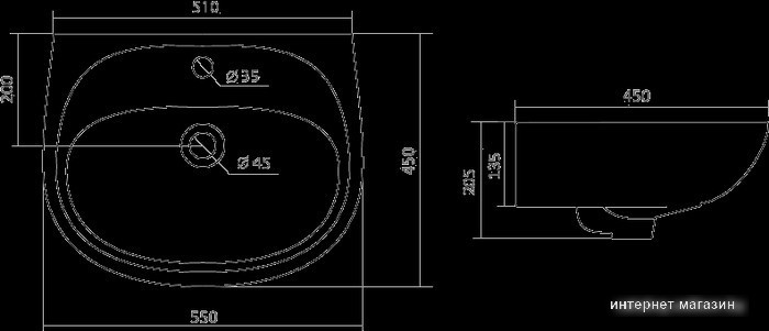 Умывальник Santek Анимо 55x45 (1WH110502)