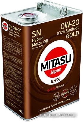 Моторное масло Mitasu Gold Hybrid SN 0W-20 4л