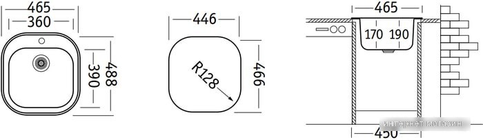 Кухонная мойка Ukinox Галант GAM465.488 --GT6K 0C- (с сифоном)