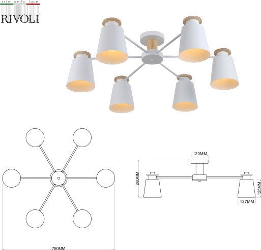 Люстра средней высоты Rivoli Adna 9112-306 Б0053436