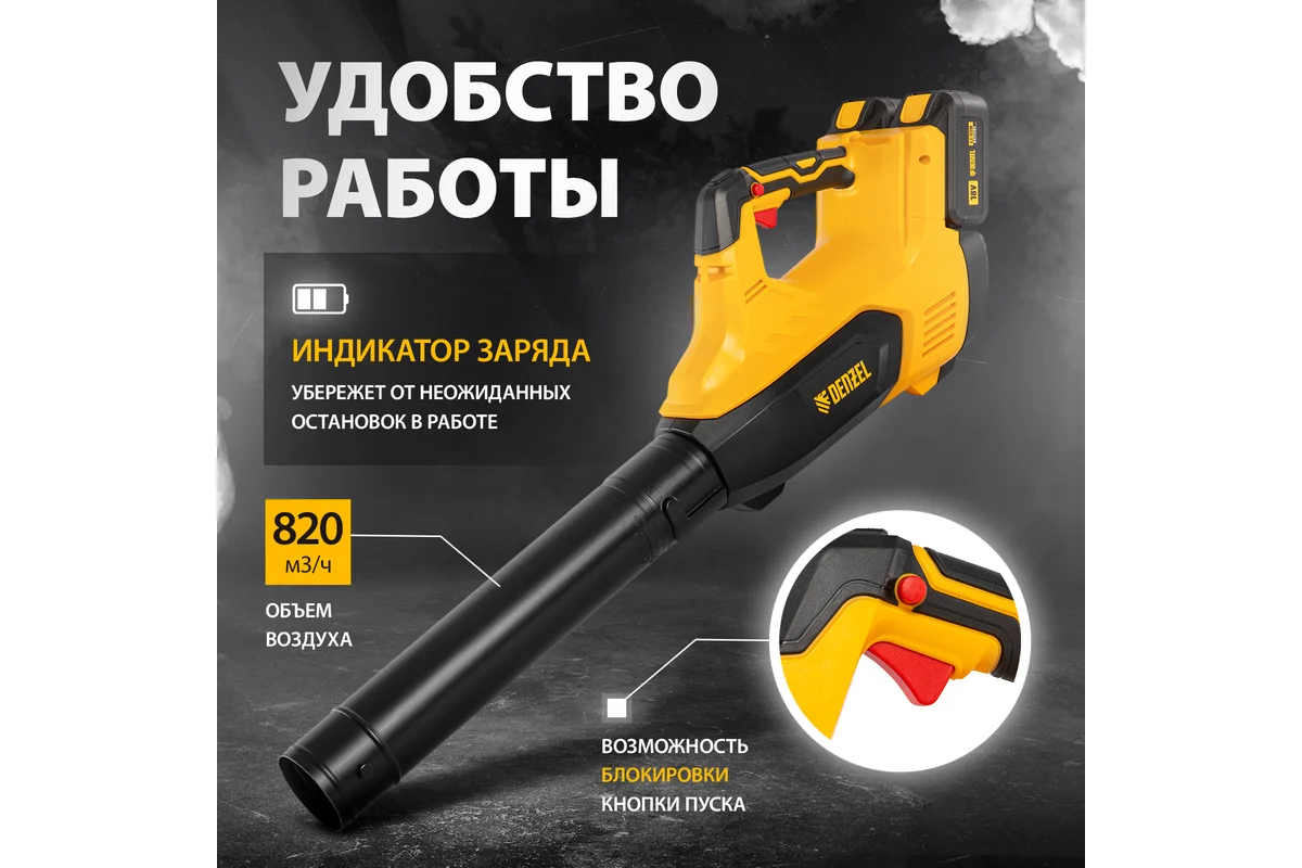 Ручная воздуходувка Denzel RB180-36 59610 (с 2-мя АКБ)