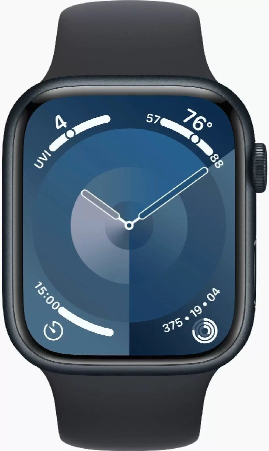 Умные часы Apple Watch Series 9 41 мм (алюминиевый корпус, полуночный/полуночный, спортивный силиконовый ремешок S/M)