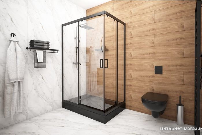 Душевой уголок Метакам Universal Pro Black 120x80 KKS_014548 (прозрачное стекло)