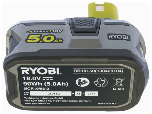 Аккумулятор Ryobi RB18L50 ONE+ 5133002433 (18В/5.0 а*ч)