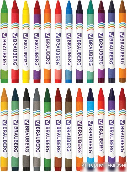 Восковые мелки BRAUBERG Пифагор 222964 (24 цв)