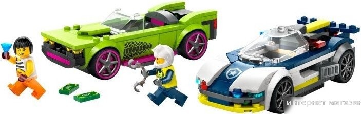 Конструктор LEGO City 60415 Погоня на полицейской машине и маслкаре