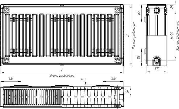 Стальной панельный радиатор Лидея ЛК 22-506 тип 22 500x600