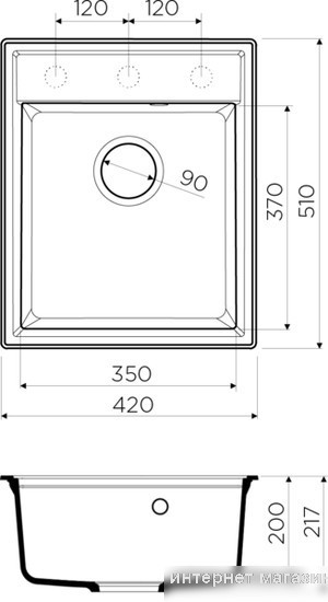 Кухонная мойка Omoikiri Daisen 42-BL 4993606