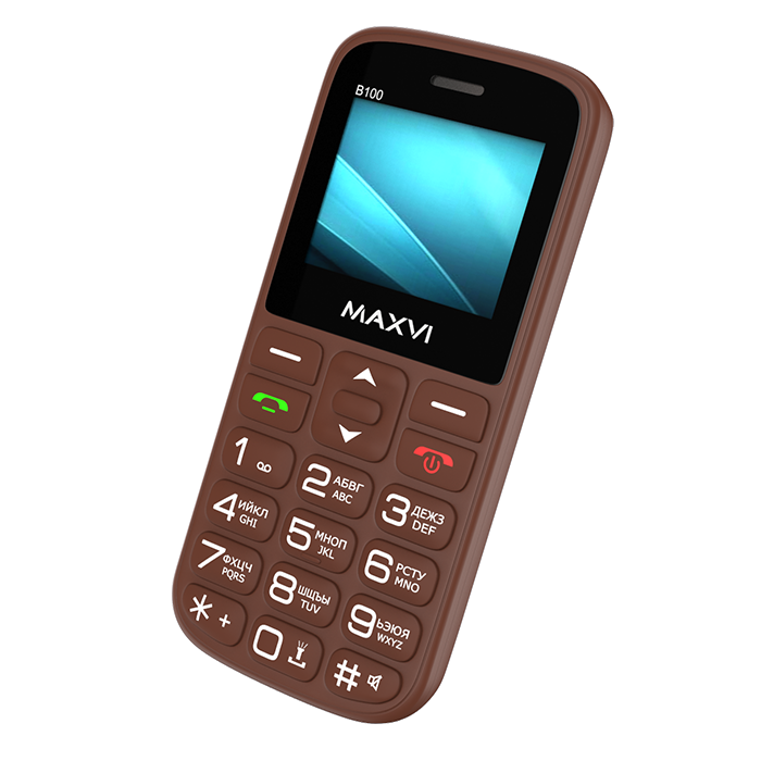 Кнопочный телефон Maxvi B100 (коричневый)