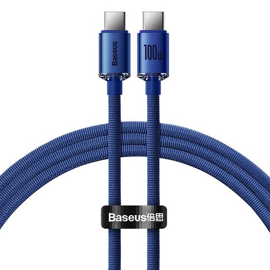 Кабель Baseus Crystal Shine USB Type-C - USB Type-C (2 м , синий)