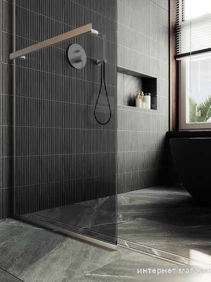 Душевая стенка MaybahGlass 195x89 MGD-735-5у (графитовое стекло/хром матовый)