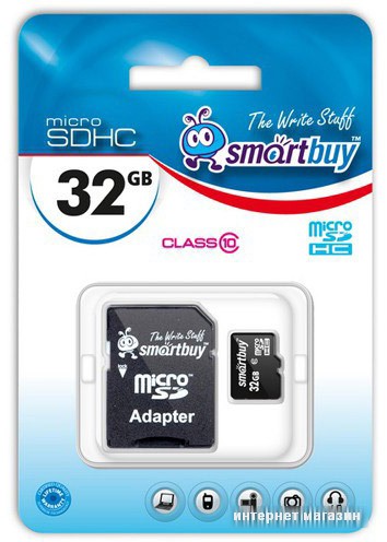 Карта памяти Smart Buy microSDHC Class 10 32GB (SB32GBSDCL10-01)