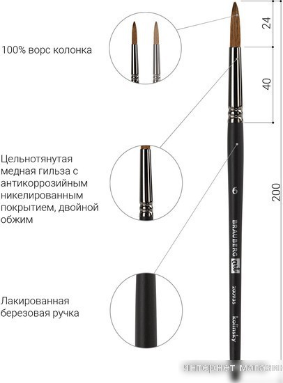 Кисть для рисования BRAUBERG Art Classic 6 200935 (круглая)