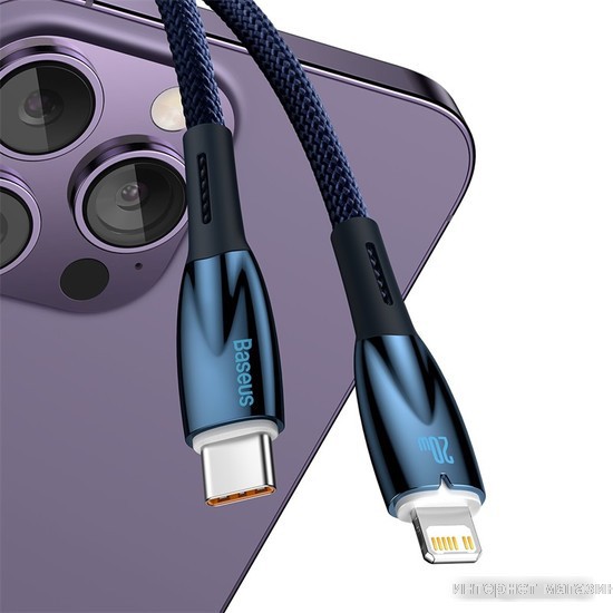 Кабель Baseus Glimmer Series USB Type-C - Lightning (2 м, синий)