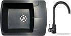Кухонная мойка БелЭворс Flexi L + смеситель W4998-3-22 (черный)